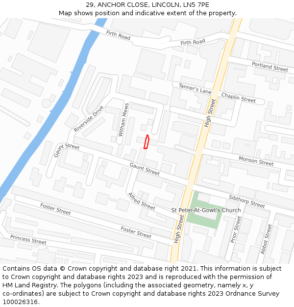 29, ANCHOR CLOSE, LINCOLN, LN5 7PE: Location map and indicative extent of plot