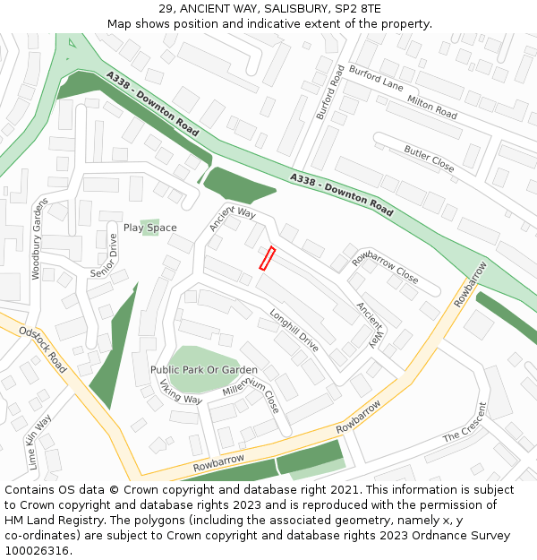 29, ANCIENT WAY, SALISBURY, SP2 8TE: Location map and indicative extent of plot