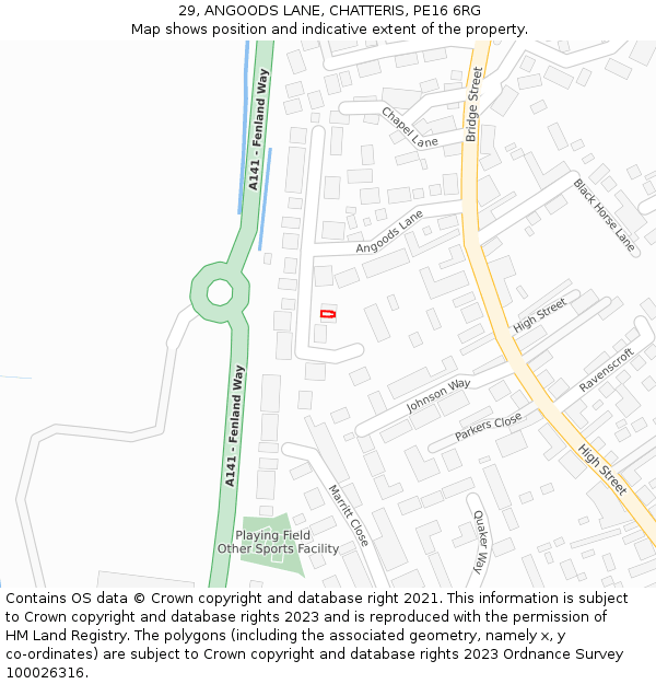 29, ANGOODS LANE, CHATTERIS, PE16 6RG: Location map and indicative extent of plot