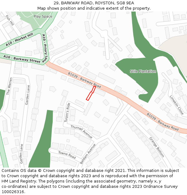 29, BARKWAY ROAD, ROYSTON, SG8 9EA: Location map and indicative extent of plot