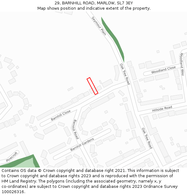 29, BARNHILL ROAD, MARLOW, SL7 3EY: Location map and indicative extent of plot