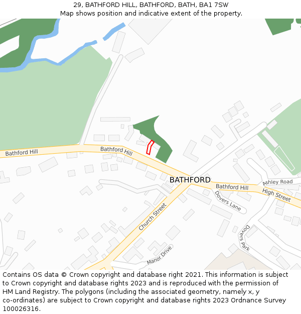 29, BATHFORD HILL, BATHFORD, BATH, BA1 7SW: Location map and indicative extent of plot