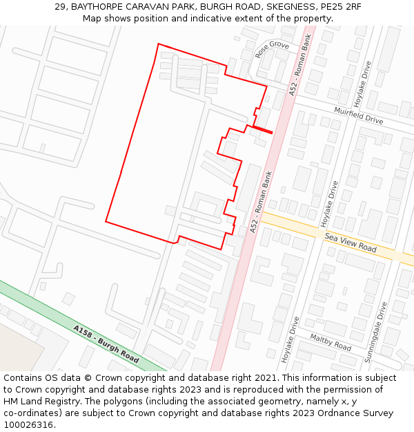 29, BAYTHORPE CARAVAN PARK, BURGH ROAD, SKEGNESS, PE25 2RF: Location map and indicative extent of plot