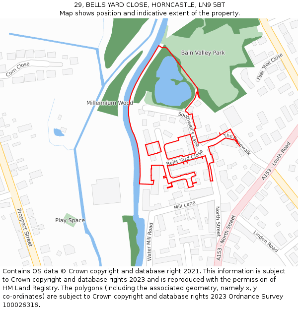 29, BELLS YARD CLOSE, HORNCASTLE, LN9 5BT: Location map and indicative extent of plot