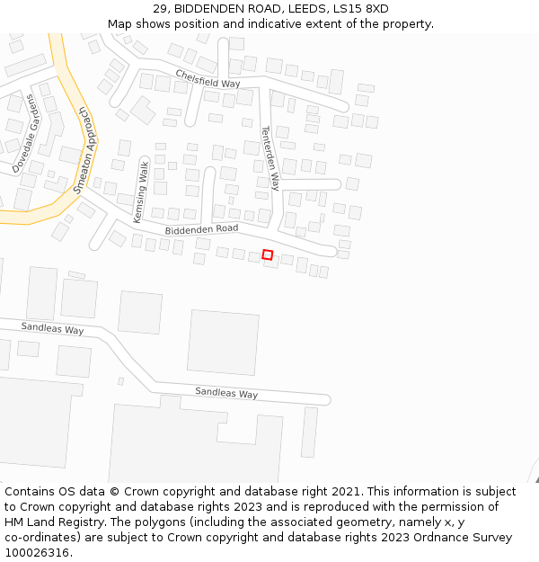 29, BIDDENDEN ROAD, LEEDS, LS15 8XD: Location map and indicative extent of plot