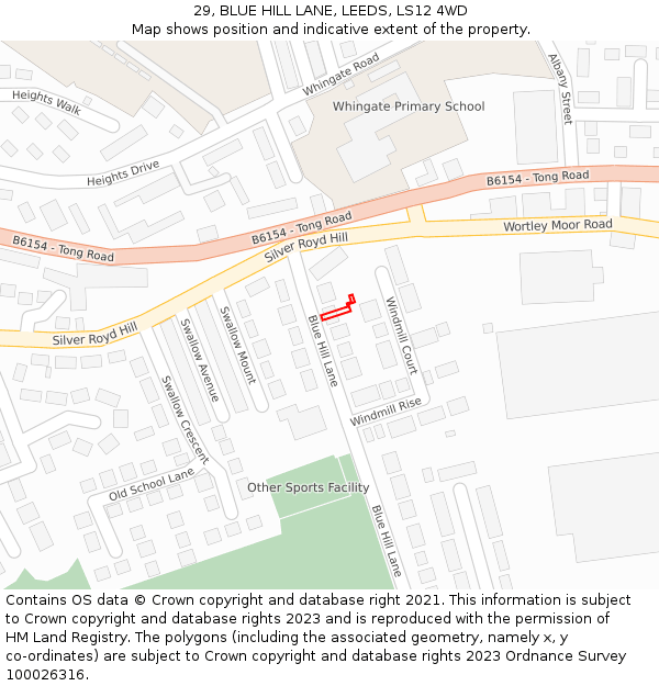 29, BLUE HILL LANE, LEEDS, LS12 4WD: Location map and indicative extent of plot