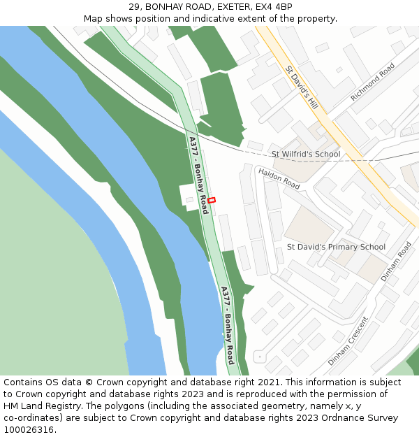 29, BONHAY ROAD, EXETER, EX4 4BP: Location map and indicative extent of plot