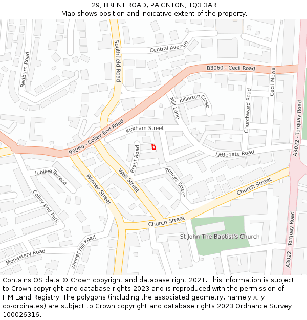 29, BRENT ROAD, PAIGNTON, TQ3 3AR: Location map and indicative extent of plot