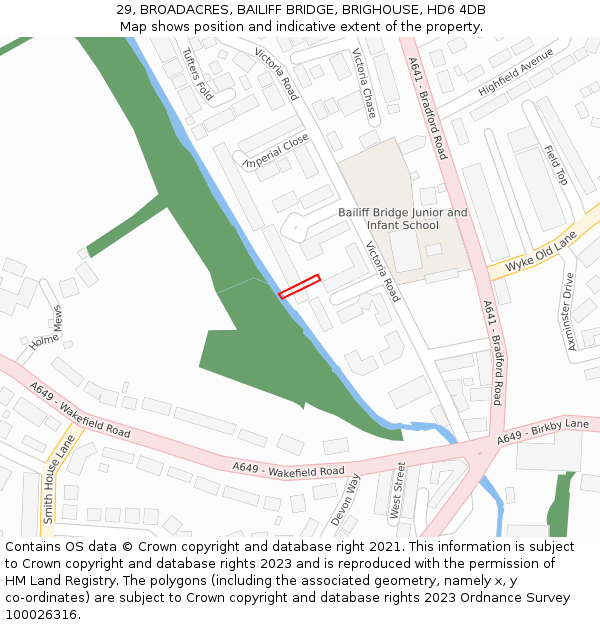 29, BROADACRES, BAILIFF BRIDGE, BRIGHOUSE, HD6 4DB: Location map and indicative extent of plot