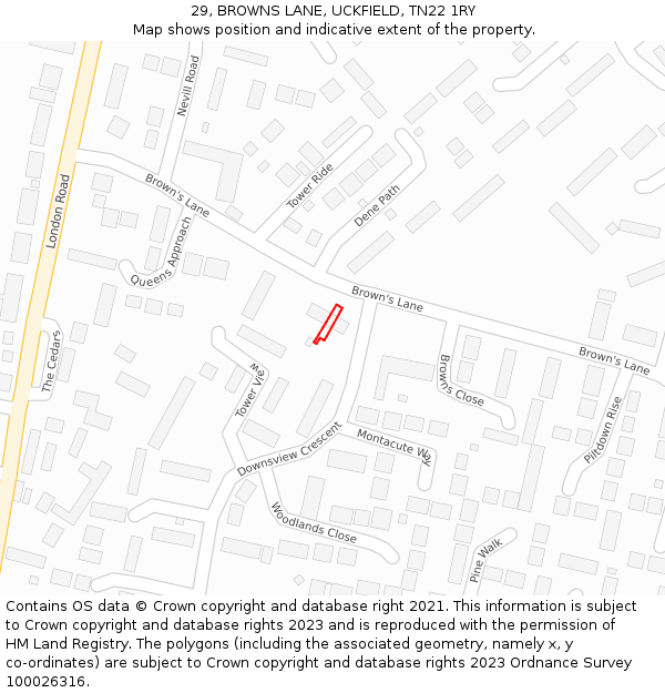 29, BROWNS LANE, UCKFIELD, TN22 1RY: Location map and indicative extent of plot