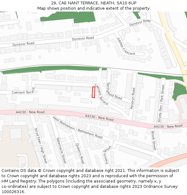 29, CAE NANT TERRACE, NEATH, SA10 6UP: Location map and indicative extent of plot