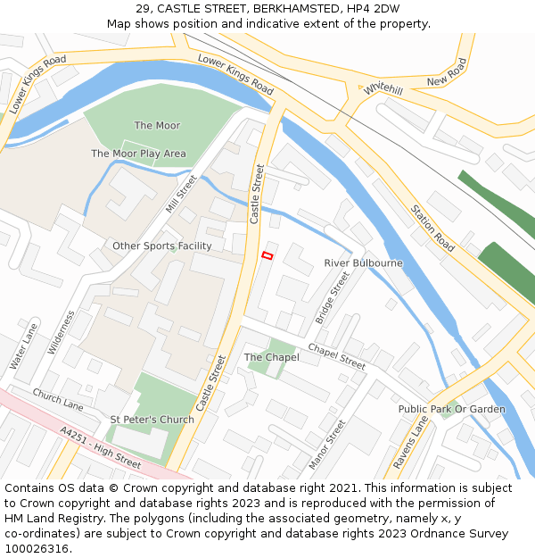 29, CASTLE STREET, BERKHAMSTED, HP4 2DW: Location map and indicative extent of plot