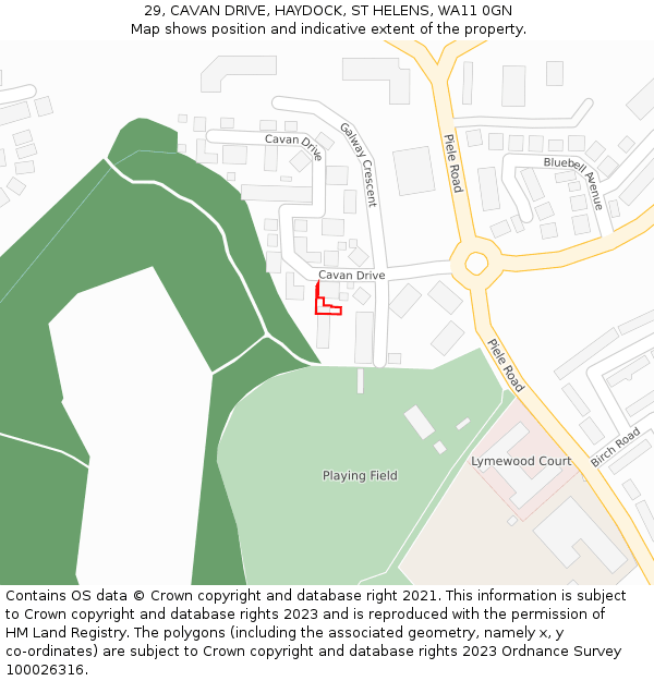 29, CAVAN DRIVE, HAYDOCK, ST HELENS, WA11 0GN: Location map and indicative extent of plot