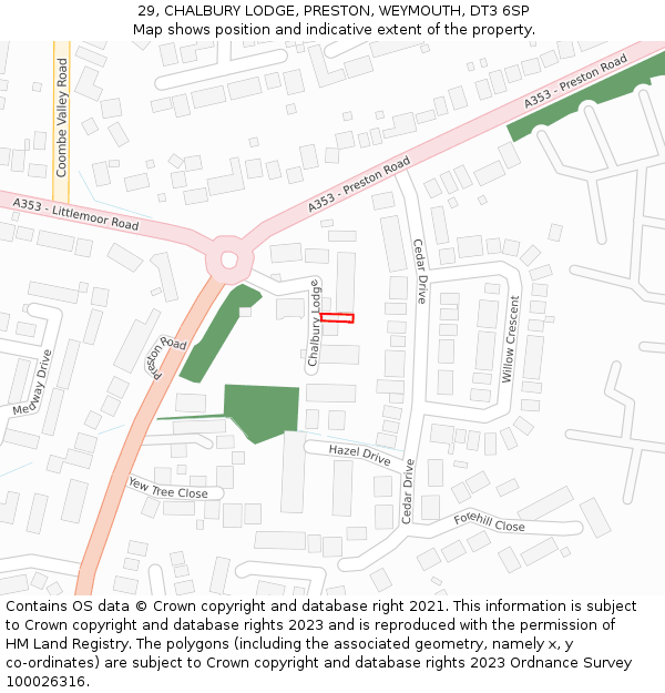 29, CHALBURY LODGE, PRESTON, WEYMOUTH, DT3 6SP: Location map and indicative extent of plot