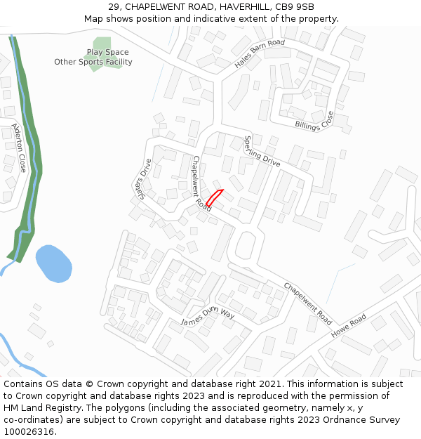 29, CHAPELWENT ROAD, HAVERHILL, CB9 9SB: Location map and indicative extent of plot