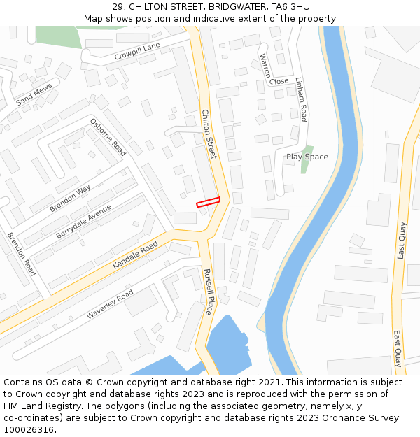 29, CHILTON STREET, BRIDGWATER, TA6 3HU: Location map and indicative extent of plot
