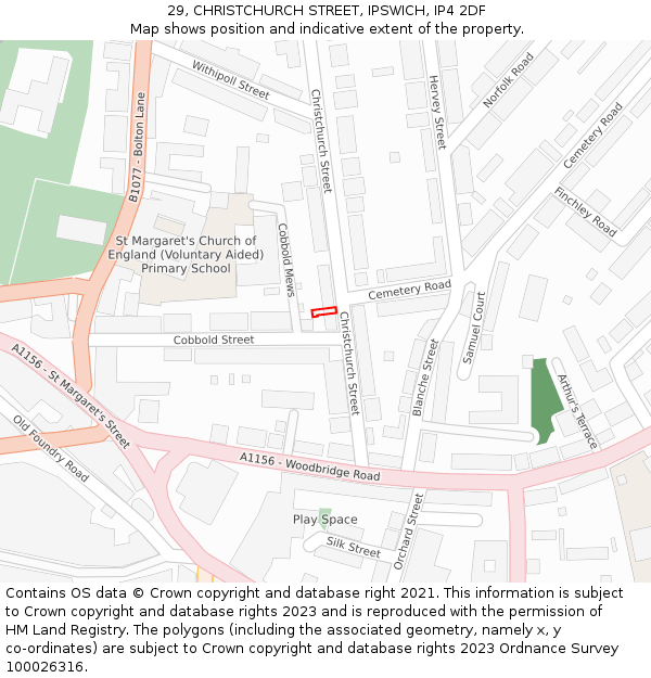29, CHRISTCHURCH STREET, IPSWICH, IP4 2DF: Location map and indicative extent of plot