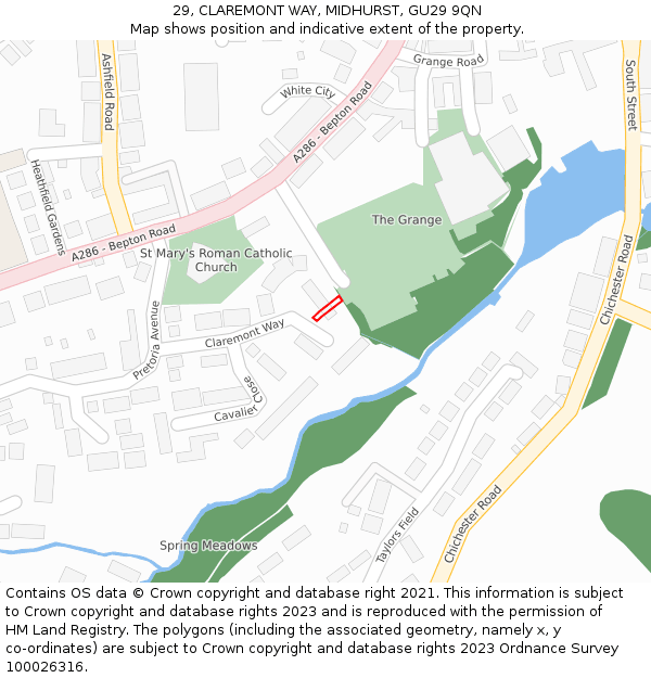 29, CLAREMONT WAY, MIDHURST, GU29 9QN: Location map and indicative extent of plot