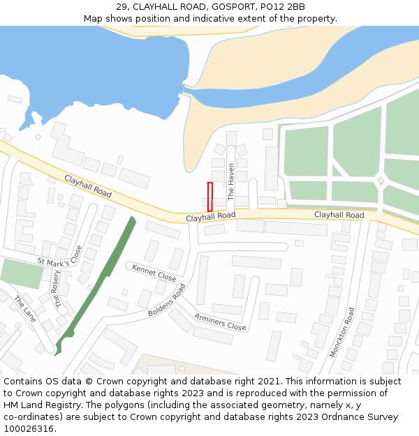 29, CLAYHALL ROAD, GOSPORT, PO12 2BB: Location map and indicative extent of plot