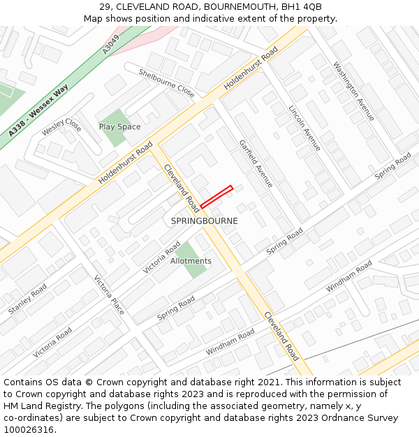 29, CLEVELAND ROAD, BOURNEMOUTH, BH1 4QB: Location map and indicative extent of plot