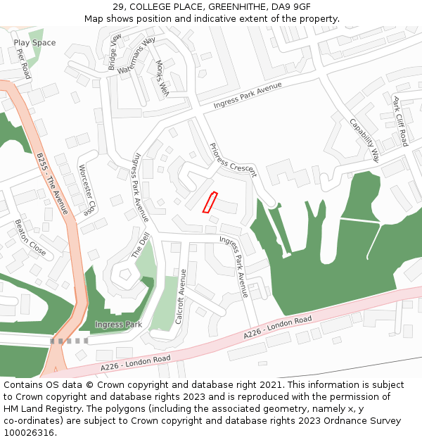 29, COLLEGE PLACE, GREENHITHE, DA9 9GF: Location map and indicative extent of plot