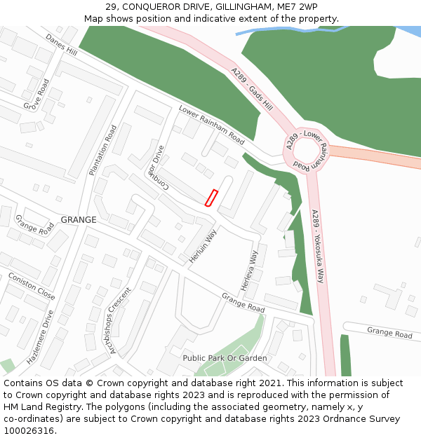 29, CONQUEROR DRIVE, GILLINGHAM, ME7 2WP: Location map and indicative extent of plot