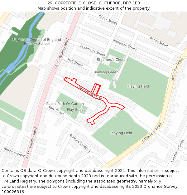 29, COPPERFIELD CLOSE, CLITHEROE, BB7 1ER: Location map and indicative extent of plot