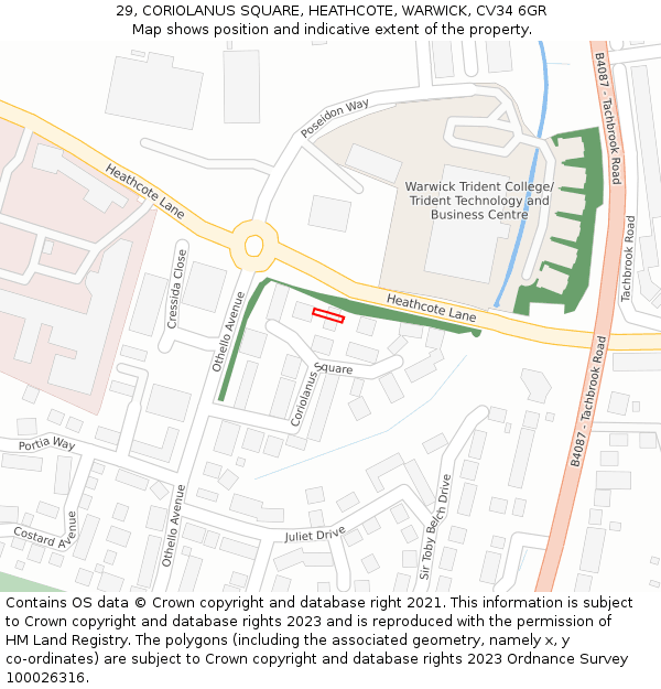 29, CORIOLANUS SQUARE, HEATHCOTE, WARWICK, CV34 6GR: Location map and indicative extent of plot