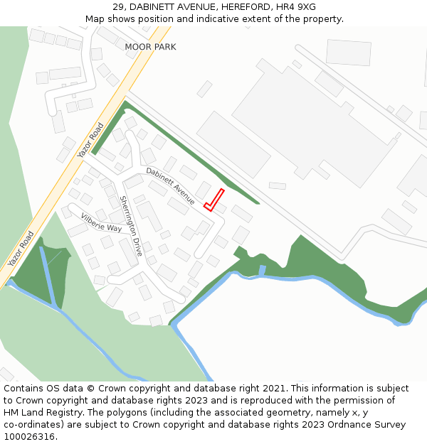29, DABINETT AVENUE, HEREFORD, HR4 9XG: Location map and indicative extent of plot