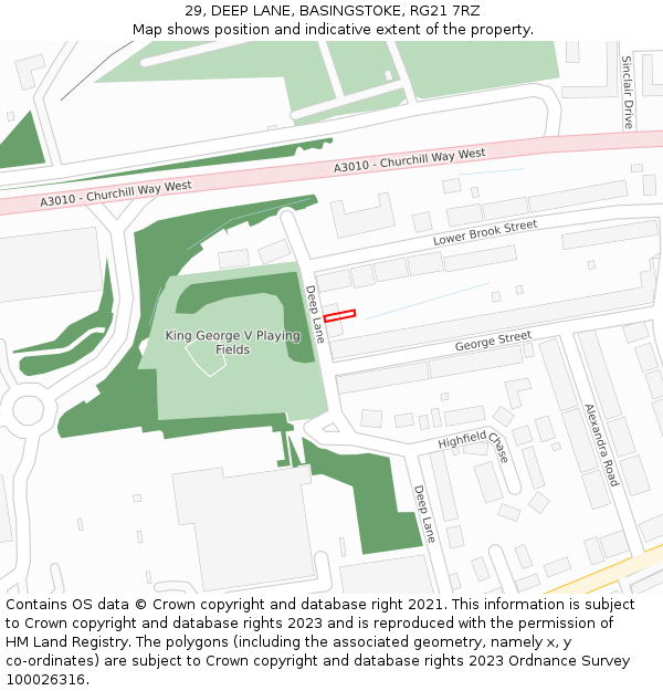 29, DEEP LANE, BASINGSTOKE, RG21 7RZ: Location map and indicative extent of plot