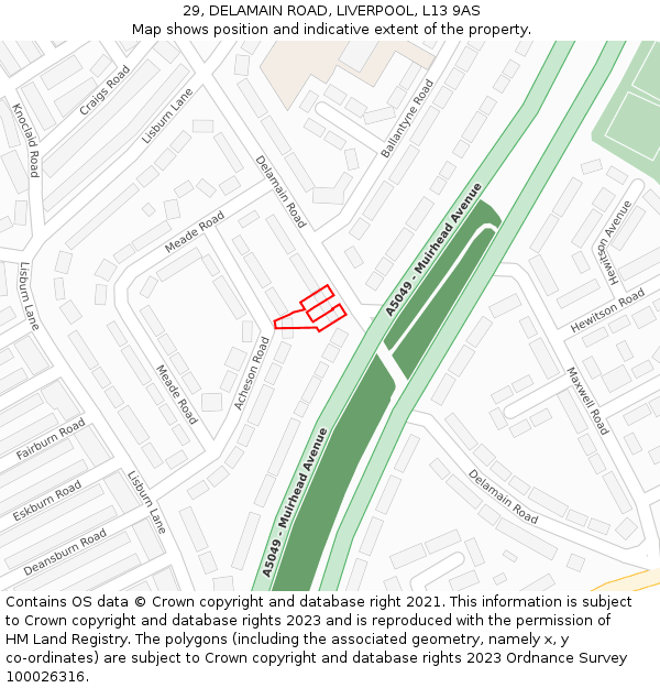 29, DELAMAIN ROAD, LIVERPOOL, L13 9AS: Location map and indicative extent of plot