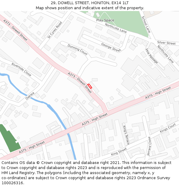 29, DOWELL STREET, HONITON, EX14 1LT: Location map and indicative extent of plot