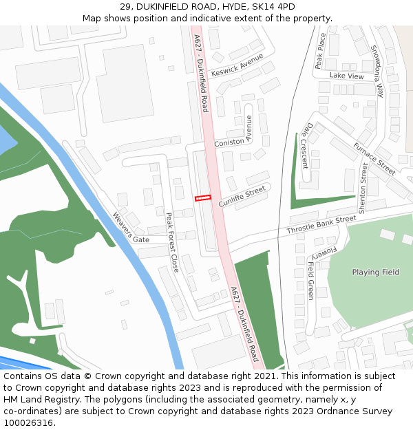 29, DUKINFIELD ROAD, HYDE, SK14 4PD: Location map and indicative extent of plot