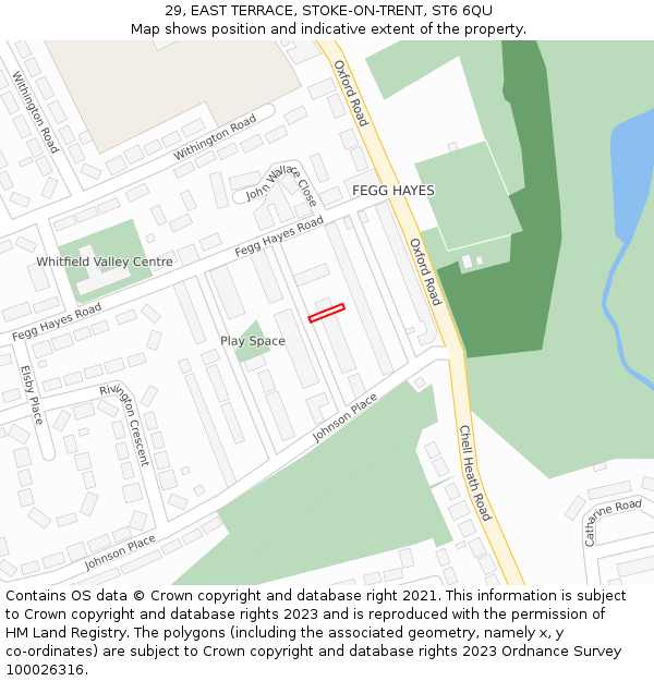 29, EAST TERRACE, STOKE-ON-TRENT, ST6 6QU: Location map and indicative extent of plot