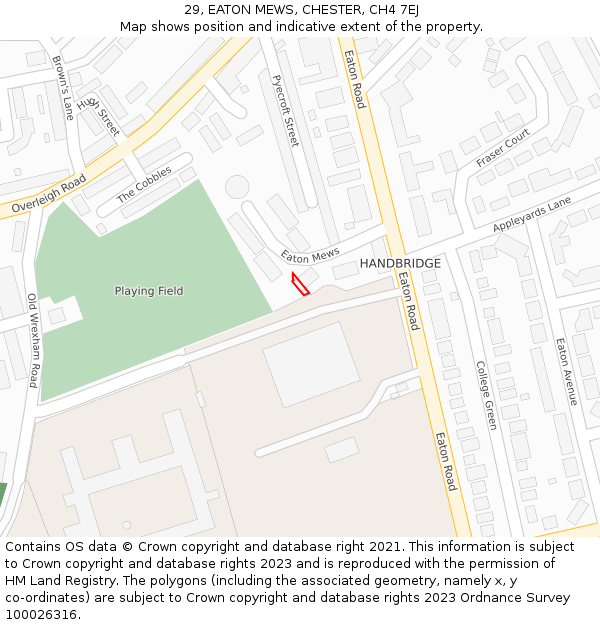 29, EATON MEWS, CHESTER, CH4 7EJ: Location map and indicative extent of plot