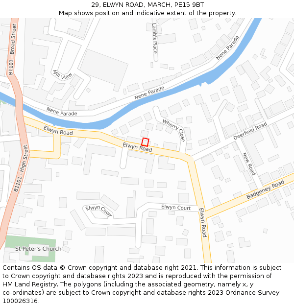 29, ELWYN ROAD, MARCH, PE15 9BT: Location map and indicative extent of plot