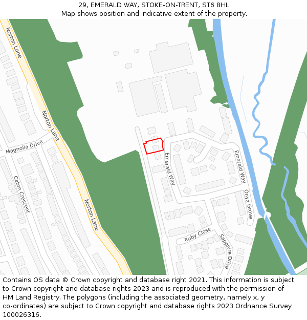 29, EMERALD WAY, STOKE-ON-TRENT, ST6 8HL: Location map and indicative extent of plot
