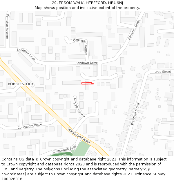 29, EPSOM WALK, HEREFORD, HR4 9NJ: Location map and indicative extent of plot