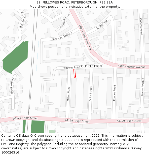 29, FELLOWES ROAD, PETERBOROUGH, PE2 8EA: Location map and indicative extent of plot