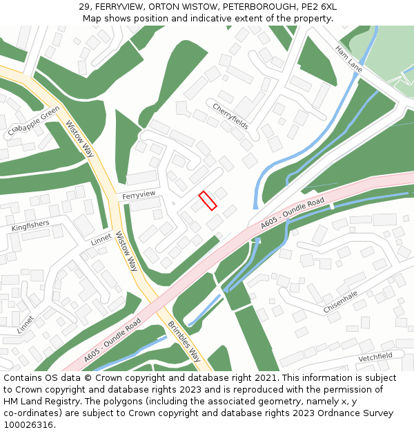 29, FERRYVIEW, ORTON WISTOW, PETERBOROUGH, PE2 6XL: Location map and indicative extent of plot