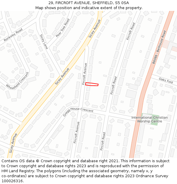 29, FIRCROFT AVENUE, SHEFFIELD, S5 0SA: Location map and indicative extent of plot