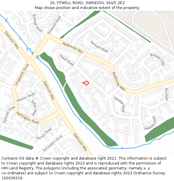 29, FITWELL ROAD, SWINDON, SN25 2EZ: Location map and indicative extent of plot