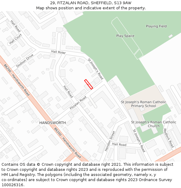 29, FITZALAN ROAD, SHEFFIELD, S13 9AW: Location map and indicative extent of plot