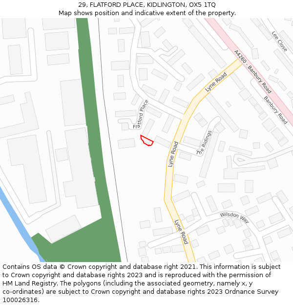 29, FLATFORD PLACE, KIDLINGTON, OX5 1TQ: Location map and indicative extent of plot