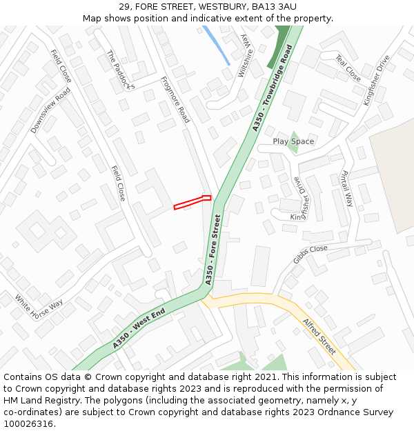 29, FORE STREET, WESTBURY, BA13 3AU: Location map and indicative extent of plot