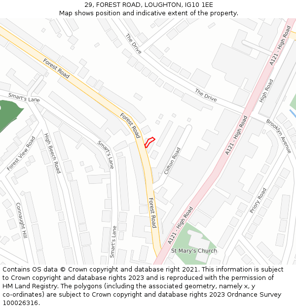 29, FOREST ROAD, LOUGHTON, IG10 1EE: Location map and indicative extent of plot