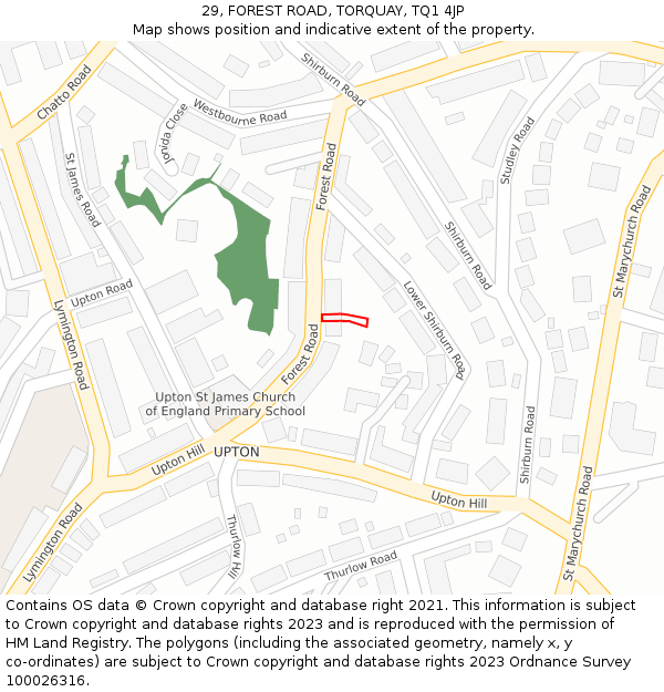 29, FOREST ROAD, TORQUAY, TQ1 4JP: Location map and indicative extent of plot