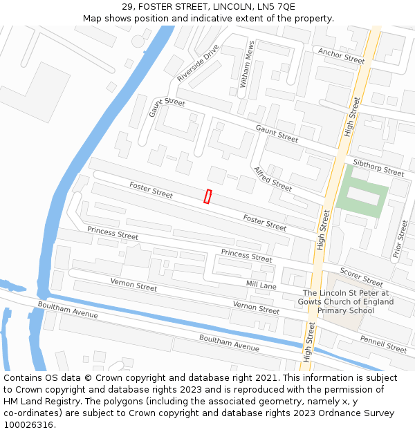 29, FOSTER STREET, LINCOLN, LN5 7QE: Location map and indicative extent of plot