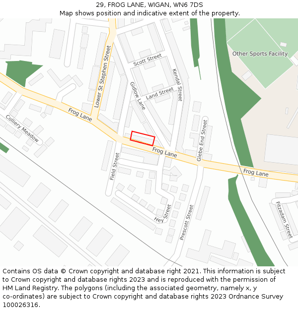 29, FROG LANE, WIGAN, WN6 7DS: Location map and indicative extent of plot