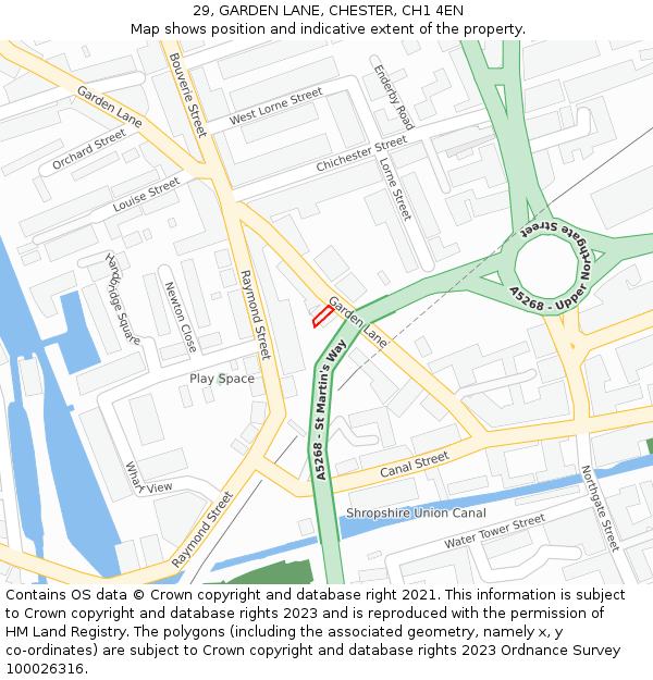 29, GARDEN LANE, CHESTER, CH1 4EN: Location map and indicative extent of plot